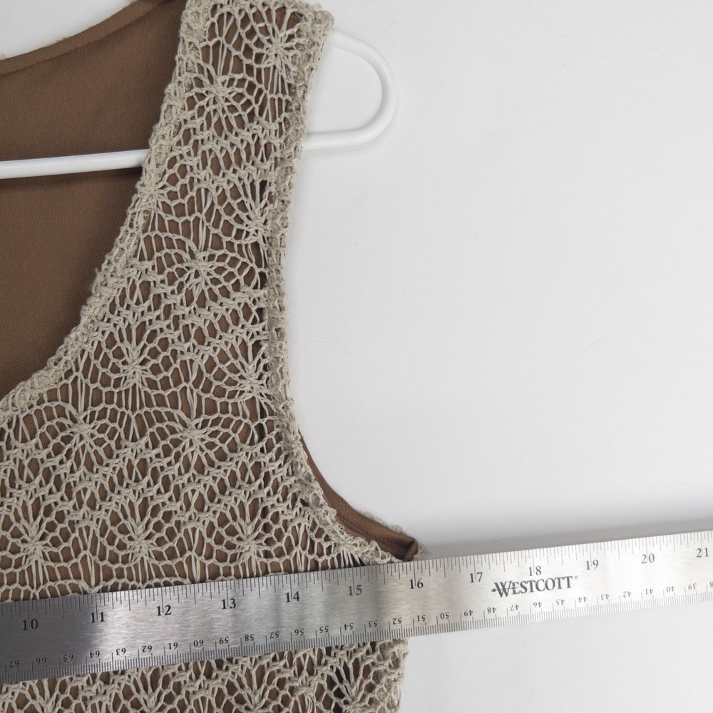 Sharagano Crochet Lace Overlay Nude Illusion Maxi Sheath Tank Dress Womens 10 L - Picture 7 of 14